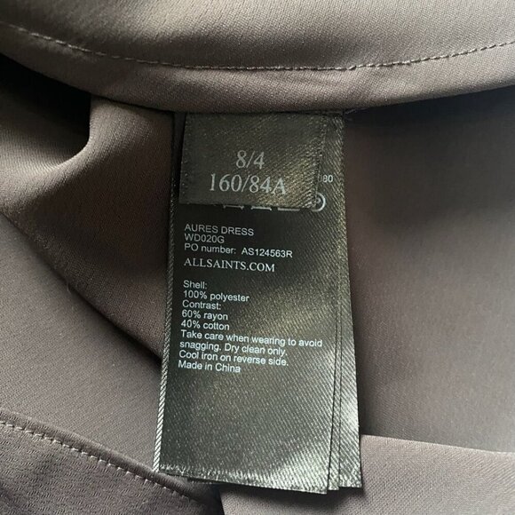 ALLSAINTS AURES SURPLICE LACE UP SLEEVELESS SATIN DRESS IN BROWN - 4 - Picture 12 of 12